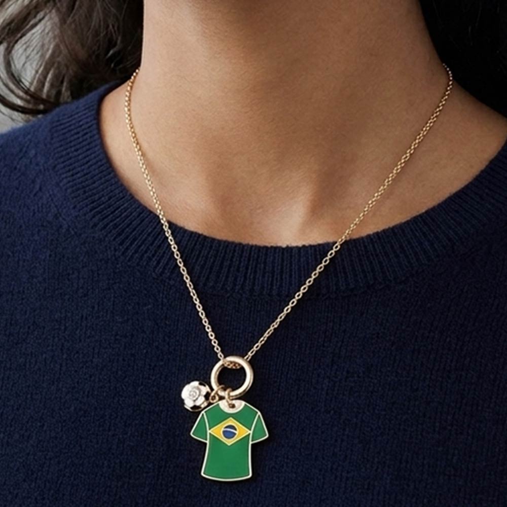 Brazil Soccer Ball Jersey Charm Toggle Pendant Necklace 1