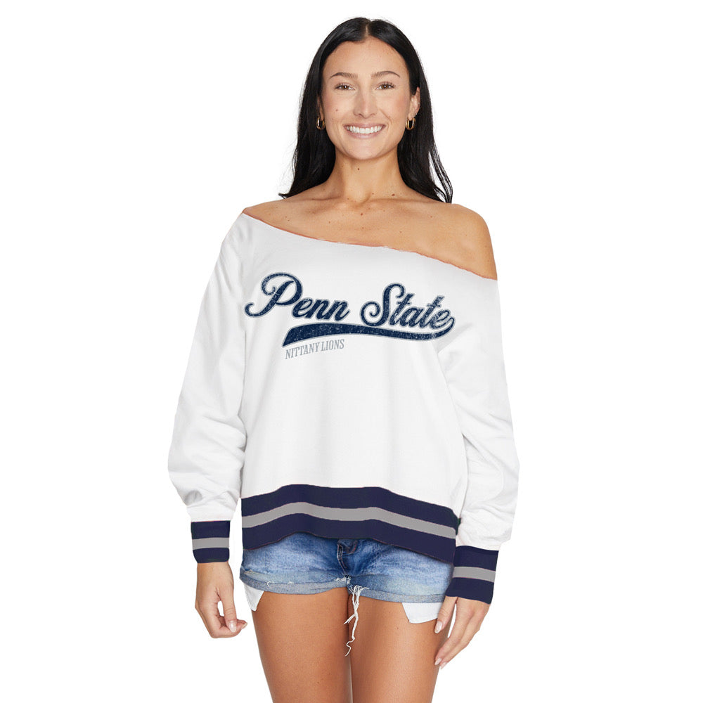 Penn State Vintage Off the Shoulder Sweatshirt | lojobands 10