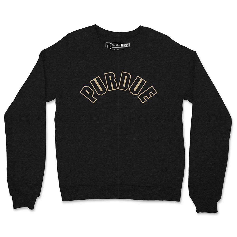 Arched Purdue Crewneck Sweatshirt, Black | Section 103