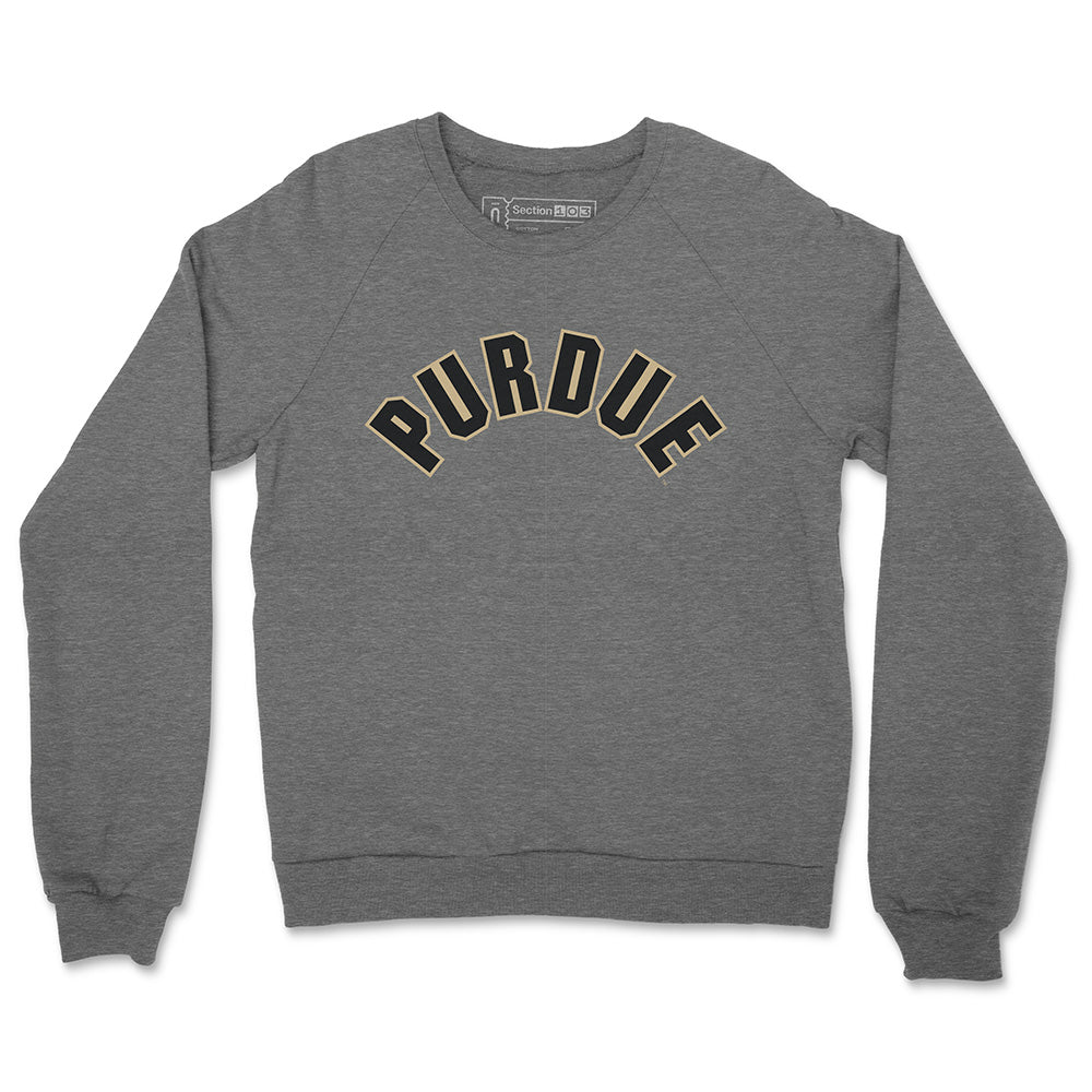 Arched Purdue Crewneck Sweatshirt, Gray | Section 103