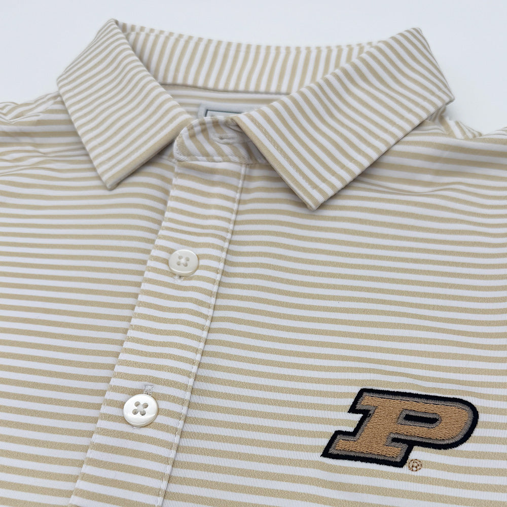 Purdue Striped Performance Polo | Section 103 3