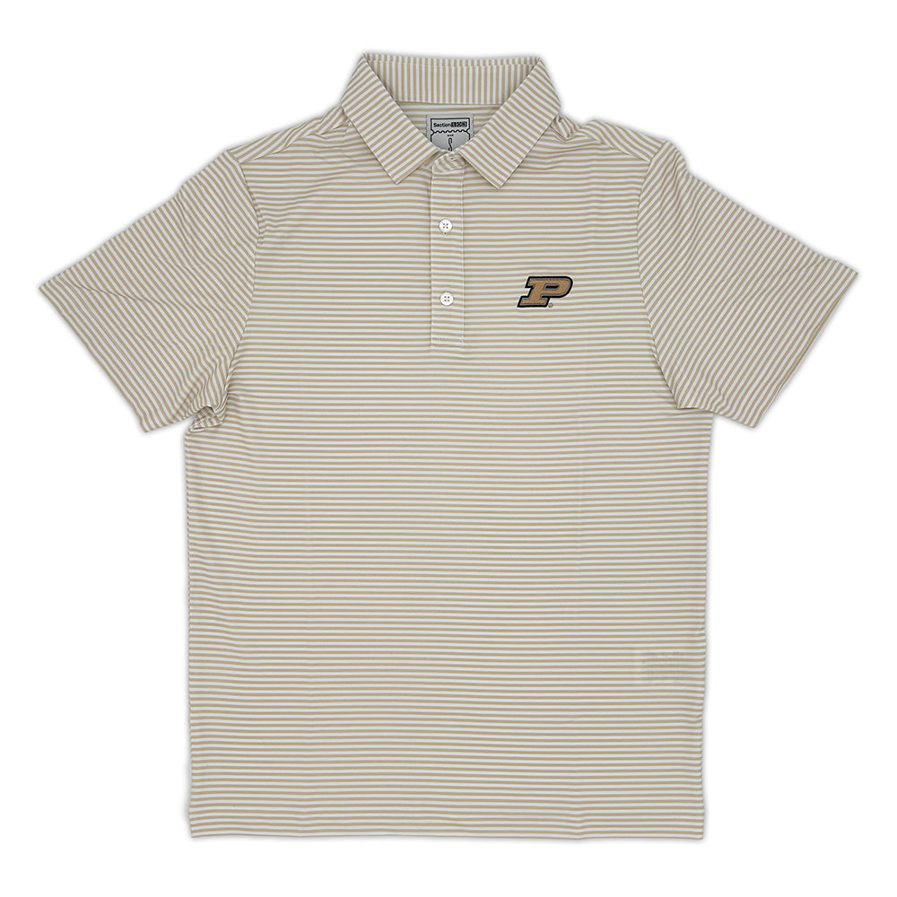 Purdue Striped Performance Polo | Section 103 2