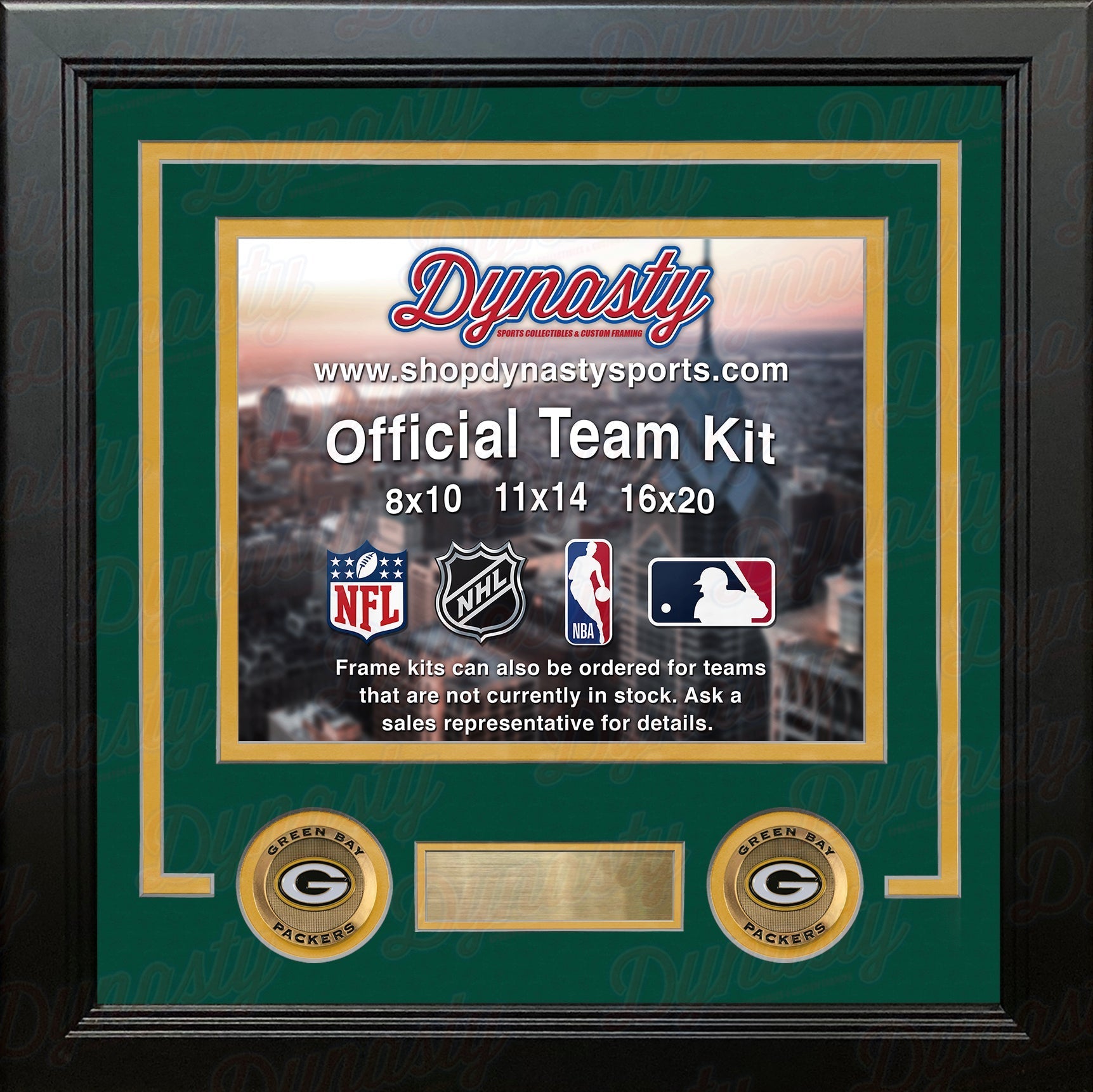 Green Bay Packers Custom NFL Football 16x20 Picture Frame Kit (Multiple Colors) 1