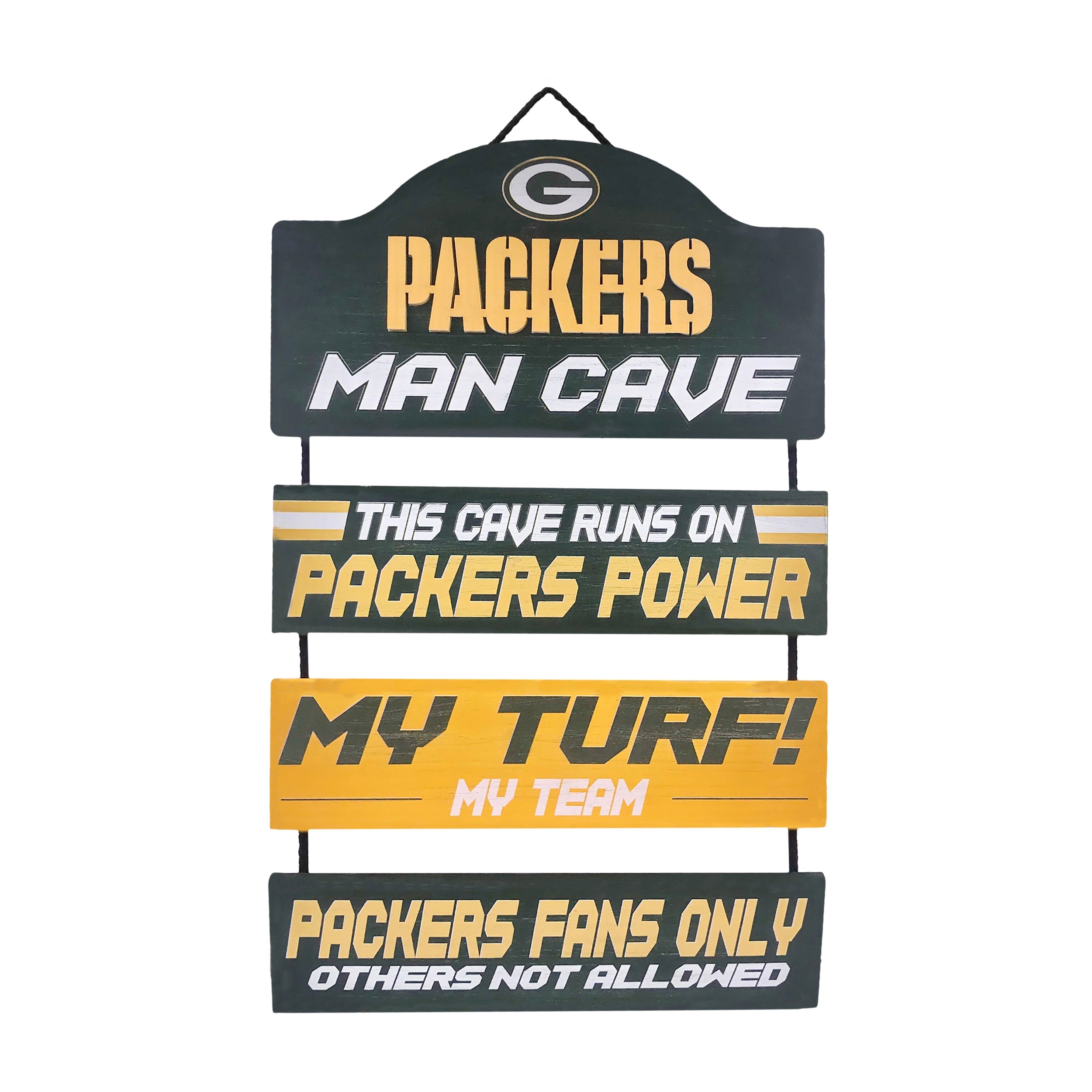 Green Bay Packers Wooden Man Cave Dangle Sign 1