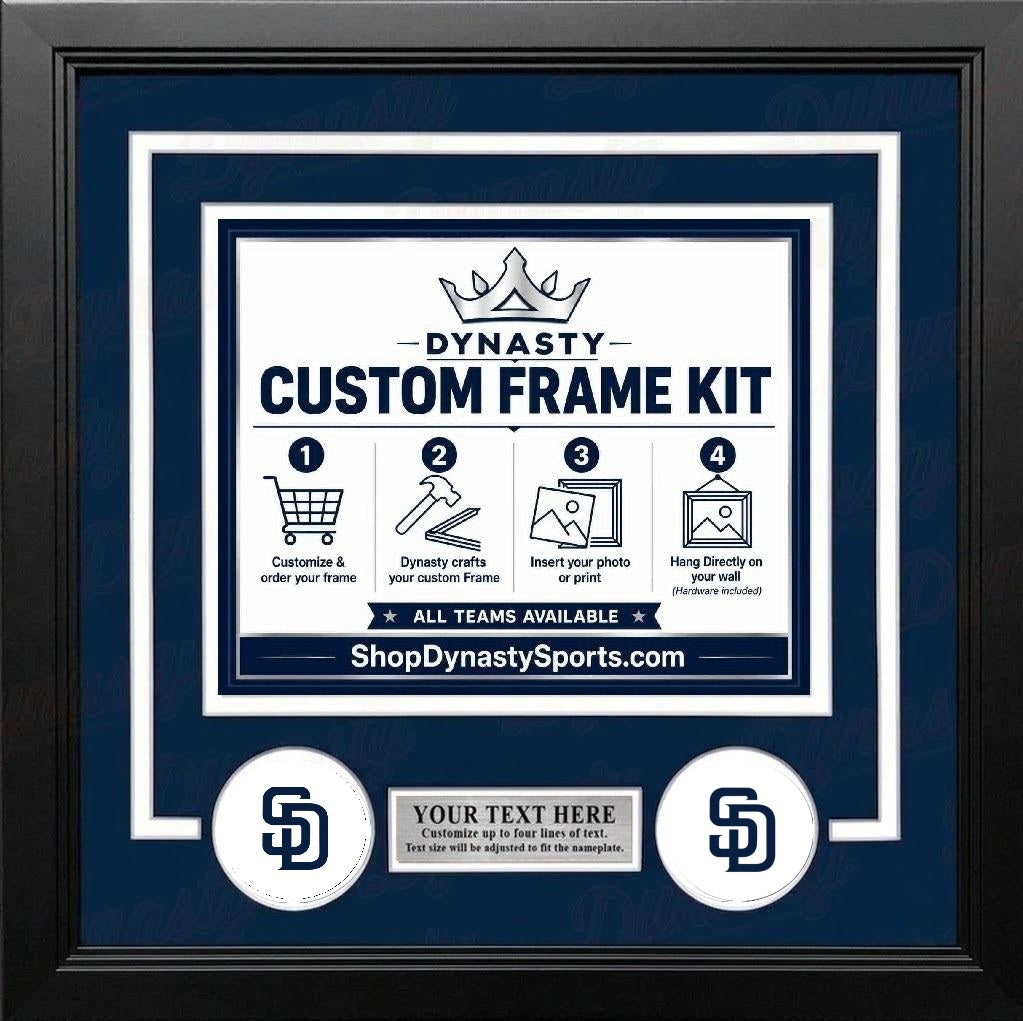 MLB Baseball Photo Picture Frame Kit - San Diego Padres (Navy Matting, White Trim) 84