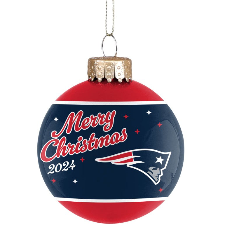 New England Patriots 2024 Holiday Glass Ball Ornament 1