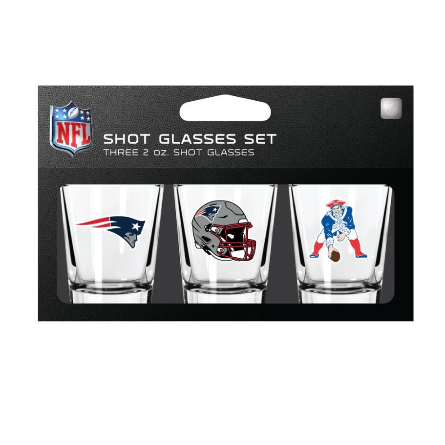 New England Patriots 3-Piece Shot Glass Gift Set 1