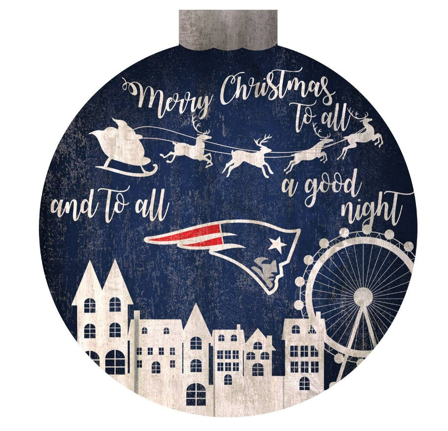 New England Patriots 12" Christmas Village Wall Art Wood Sign 1