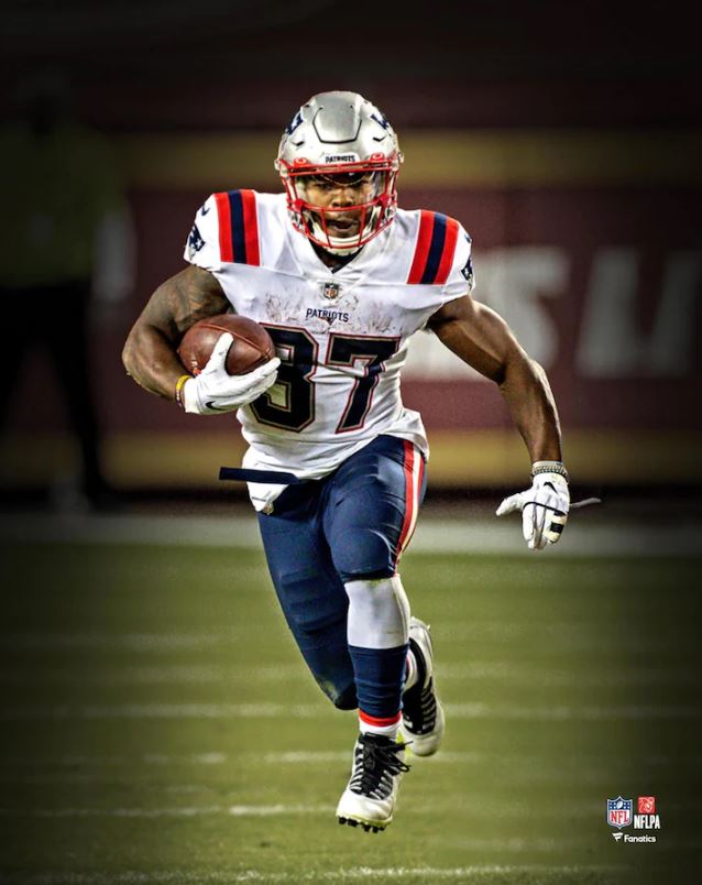 Damien Harris Blackout Action New England Patriots 8" x 10" Football Photo
