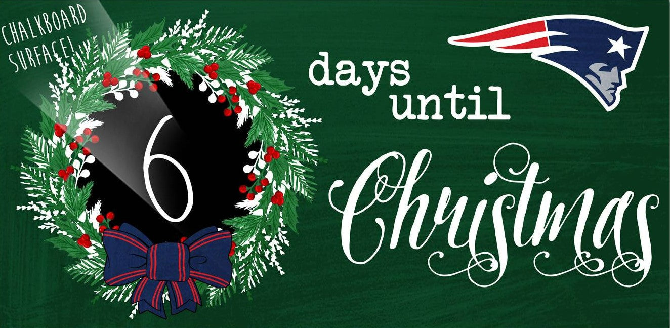 New England Patriots 6'' x 12'' Days Until Christmas Wood Sign 1