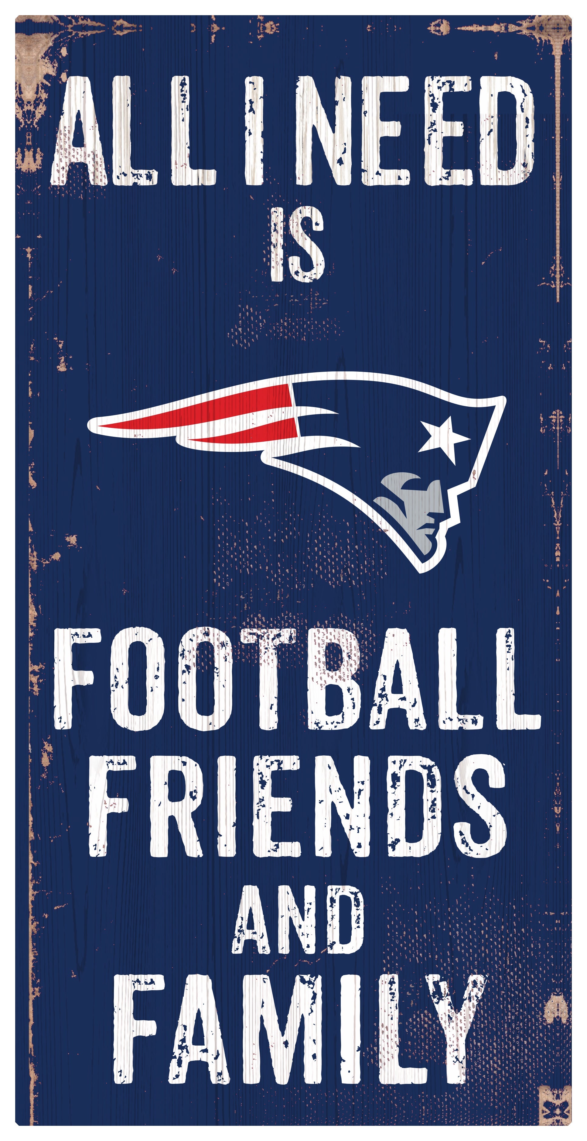 New England Patriots Football, Friends, & Family Wood Sign 1