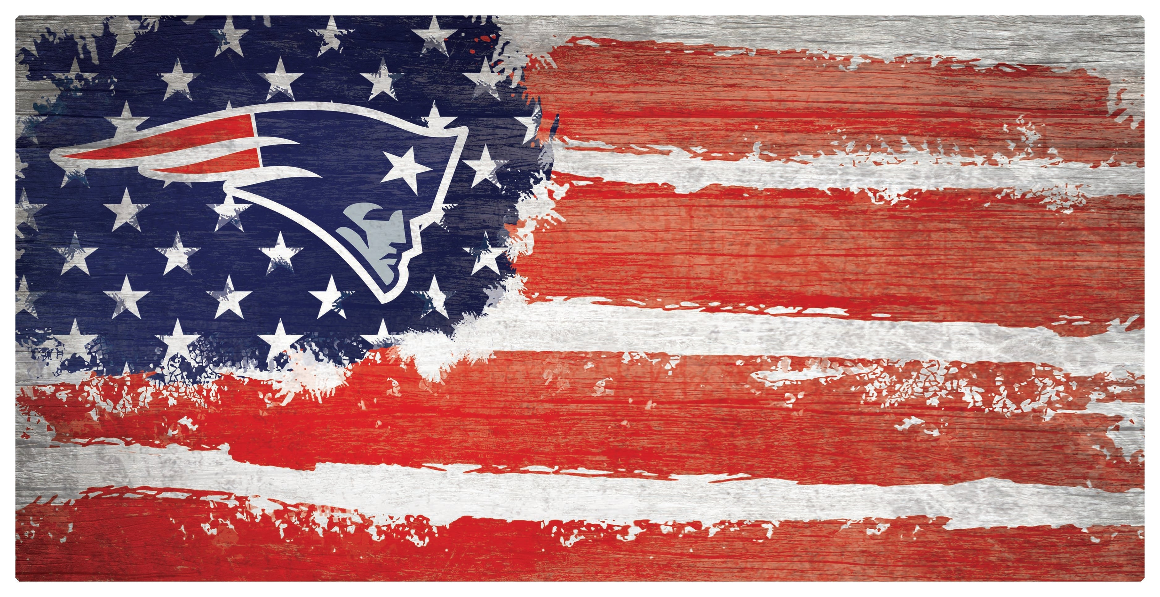 New England Patriots Team Flag Wooden Sign 1