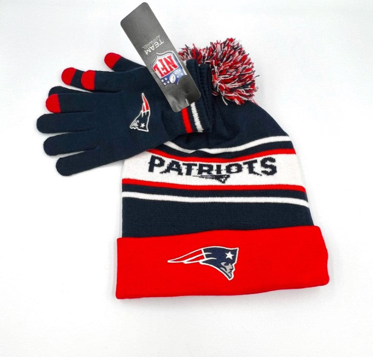 New England Patriots Winter Hat & Gloves Gift Set 1