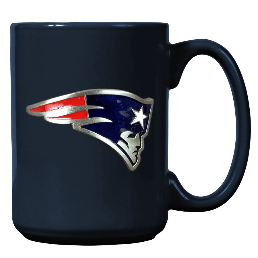 New England Patriots 15oz. Metal Emblem Logo Ceramic Mug 1