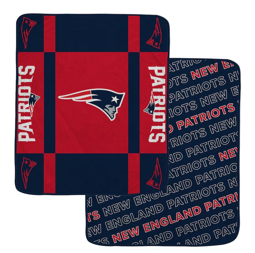 New England Patriots Pegasus 60” x 70” Reverse Block Wordmark Double-Sided Blanket 1