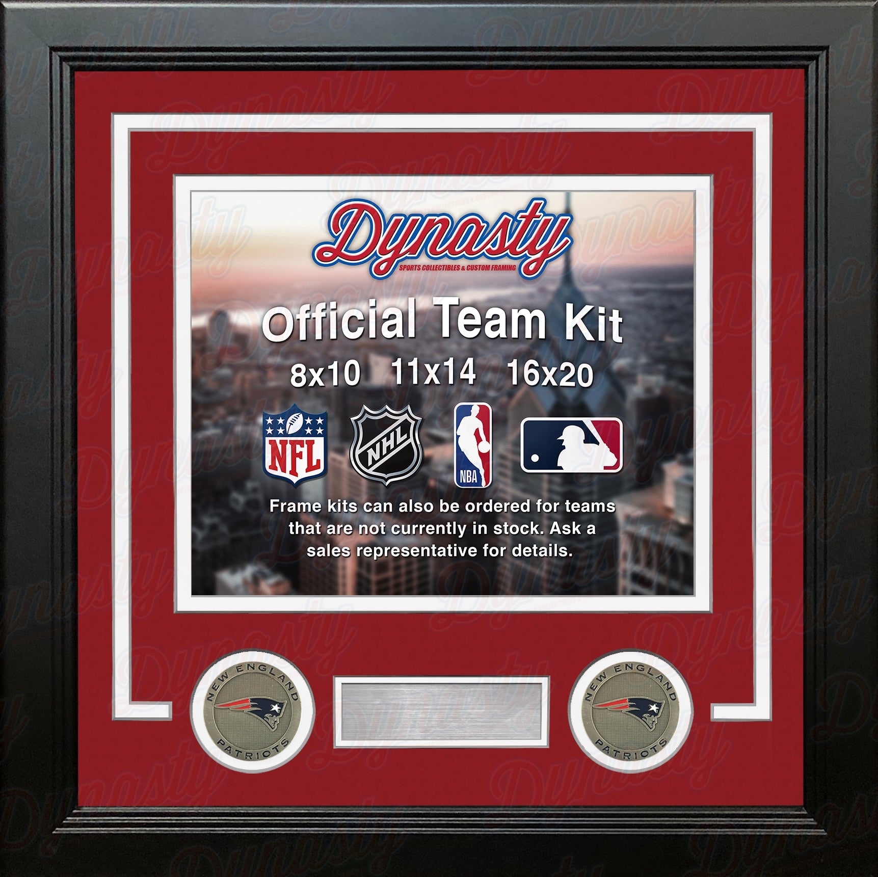 New England Patriots Throwback Custom NFL Football 8x10 Picture Frame Kit (Multiple Colors) 1
