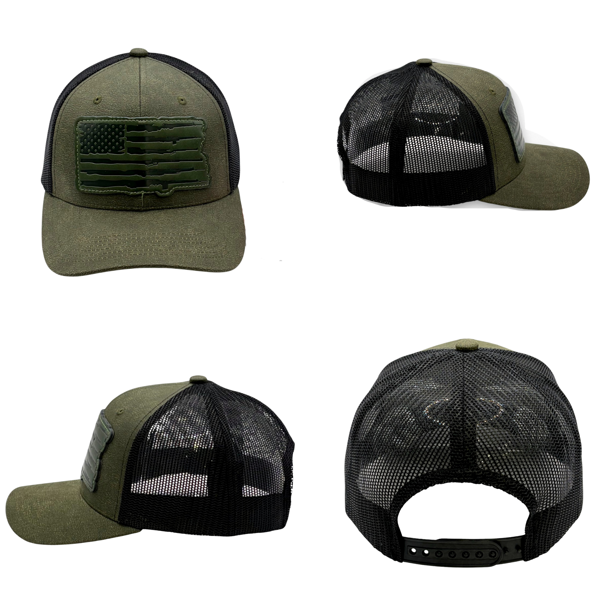 Performance USA Flag Leather Patch Trucker Hat | Snapback, Structured Mesh Back 8