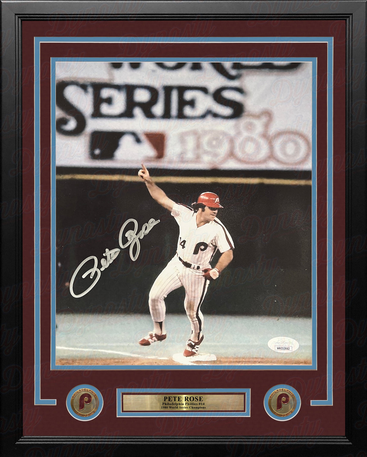 Pete Rose 1980 World Series Philadelphia Phillies Autographed 16" x 20" Framed Baseball Photo