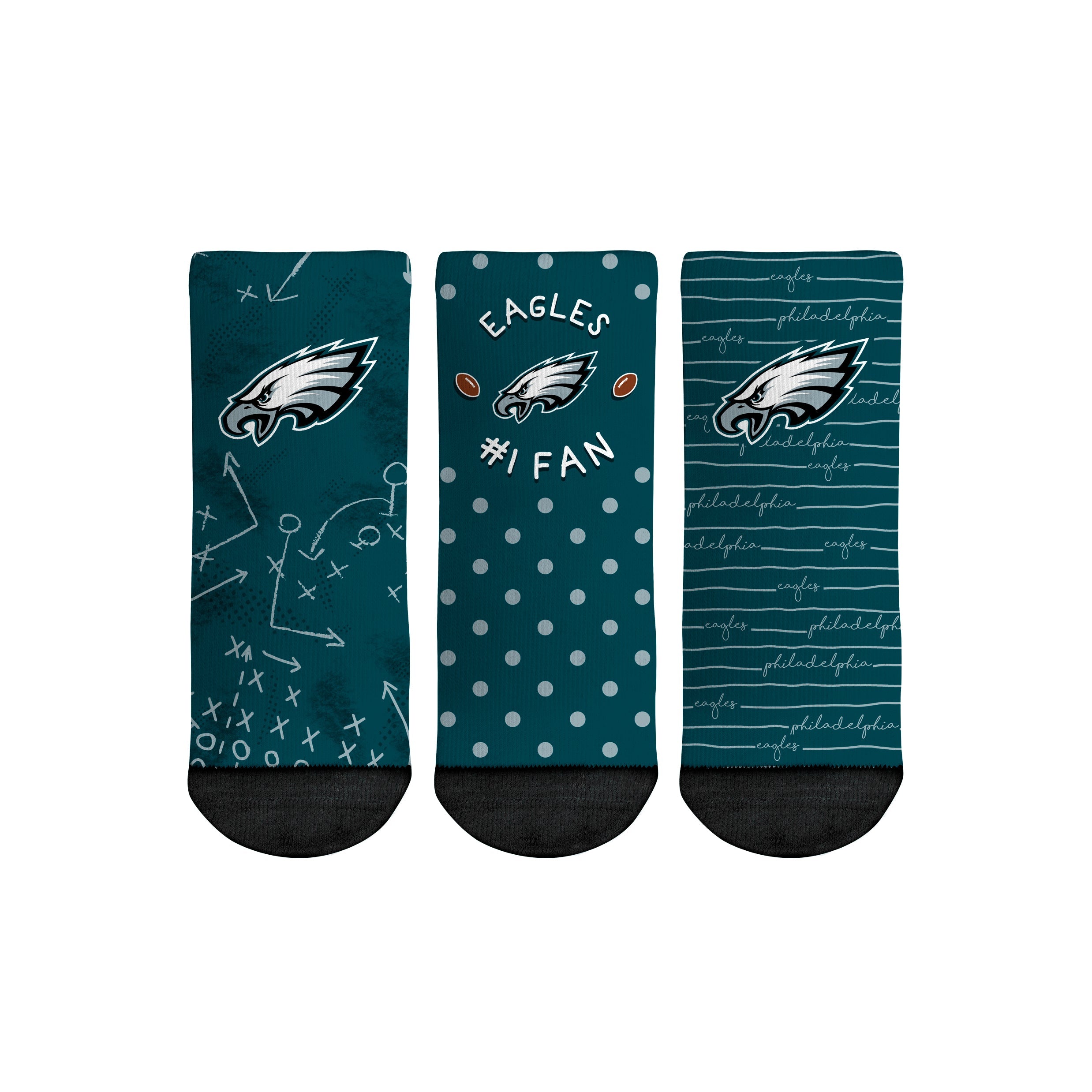 Philadelphia Eagles - Number 1 Fan 3-Pack (Toddler) | Rock 'Em Socks 1