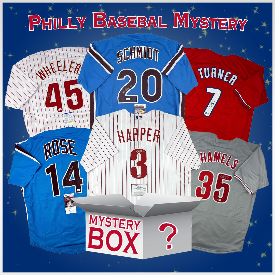 Autographed/Signed Philadelphia Baseball Jersey Mystery Box with PSA JSA or Beckett COA 1