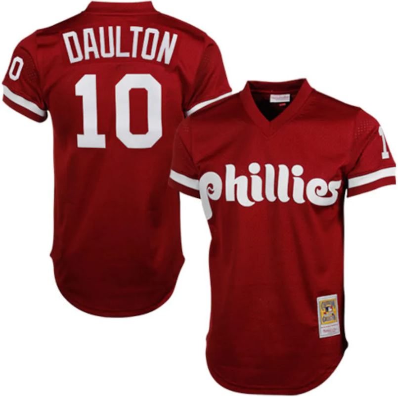 Darren Daulton Philadelphia Phillies Mitchell & Ness Maroon 1991 Batting Practice Jersey 1