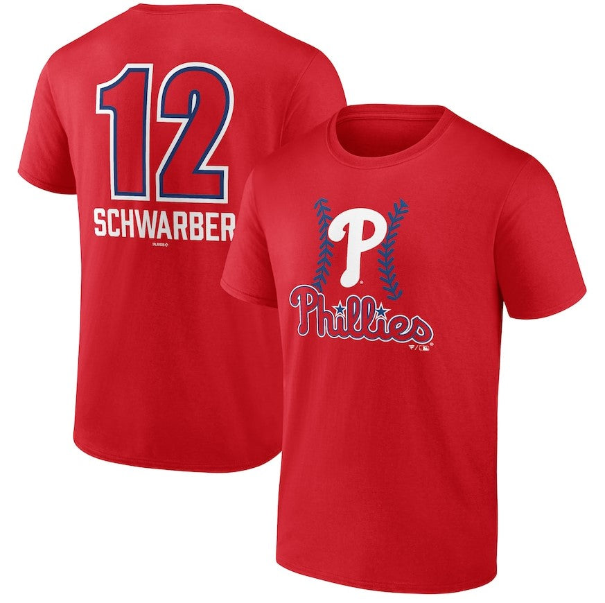 Kyle Schwarber Philadelphia Phillies Fastball Player Name & Number T-Shirt - Red 1