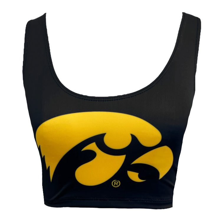 Iowa Hawkeyes Black Crop Tank Top | lojobands 4