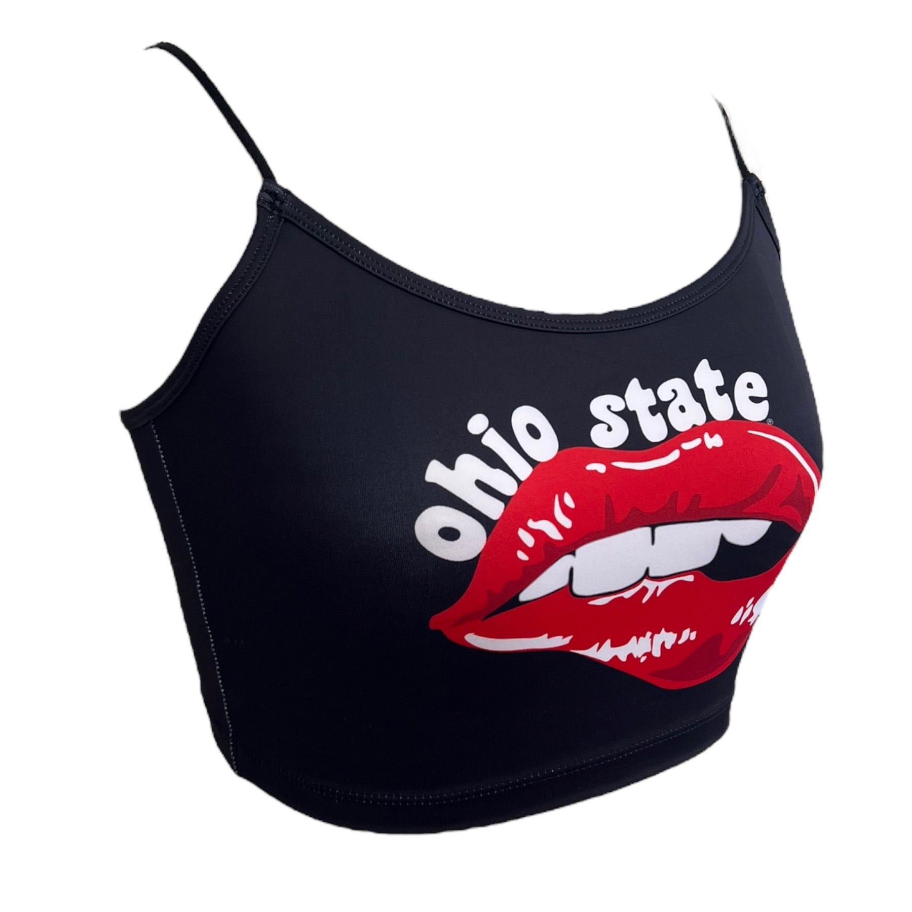 Ohio State OSU Buckeyes Lips Black Spaghetti Tank 8