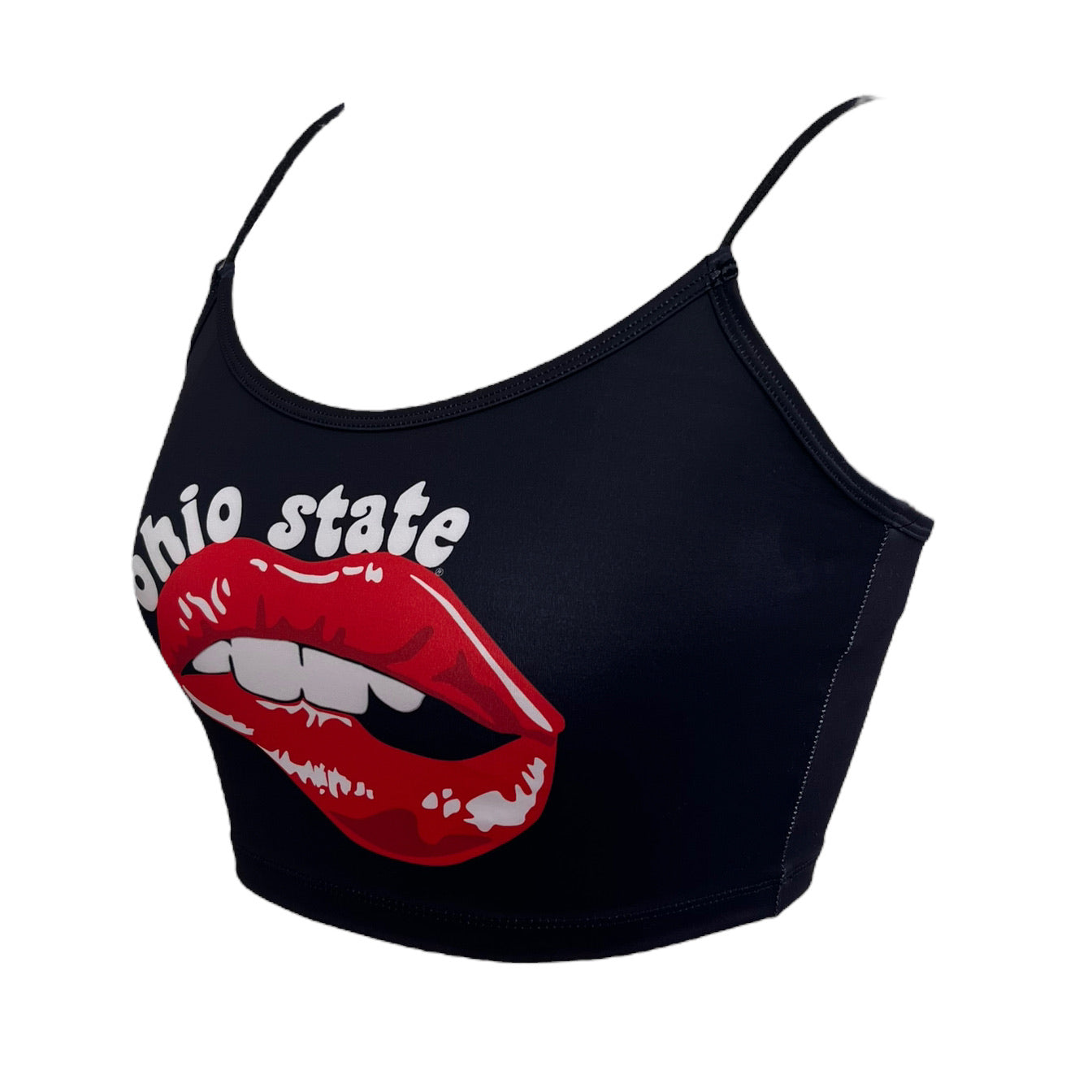 Ohio State OSU Buckeyes Lips Black Spaghetti Tank 9
