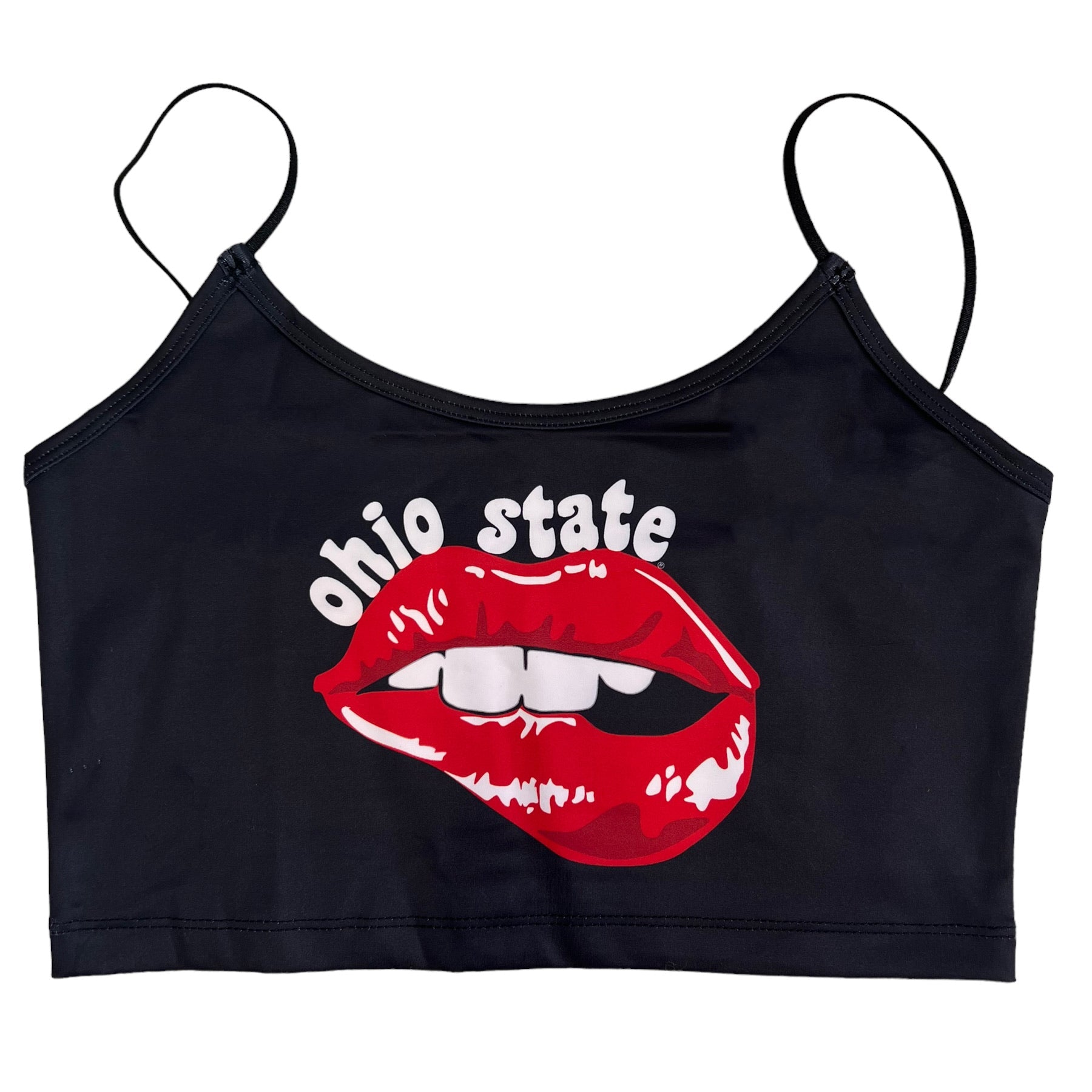 Ohio State OSU Buckeyes Lips Black Spaghetti Tank 10