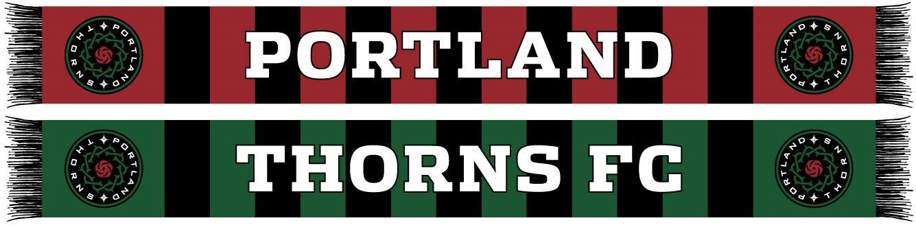 PORTLAND THORNS FC SCARF- Red and Green Bar (HD Knit) 1