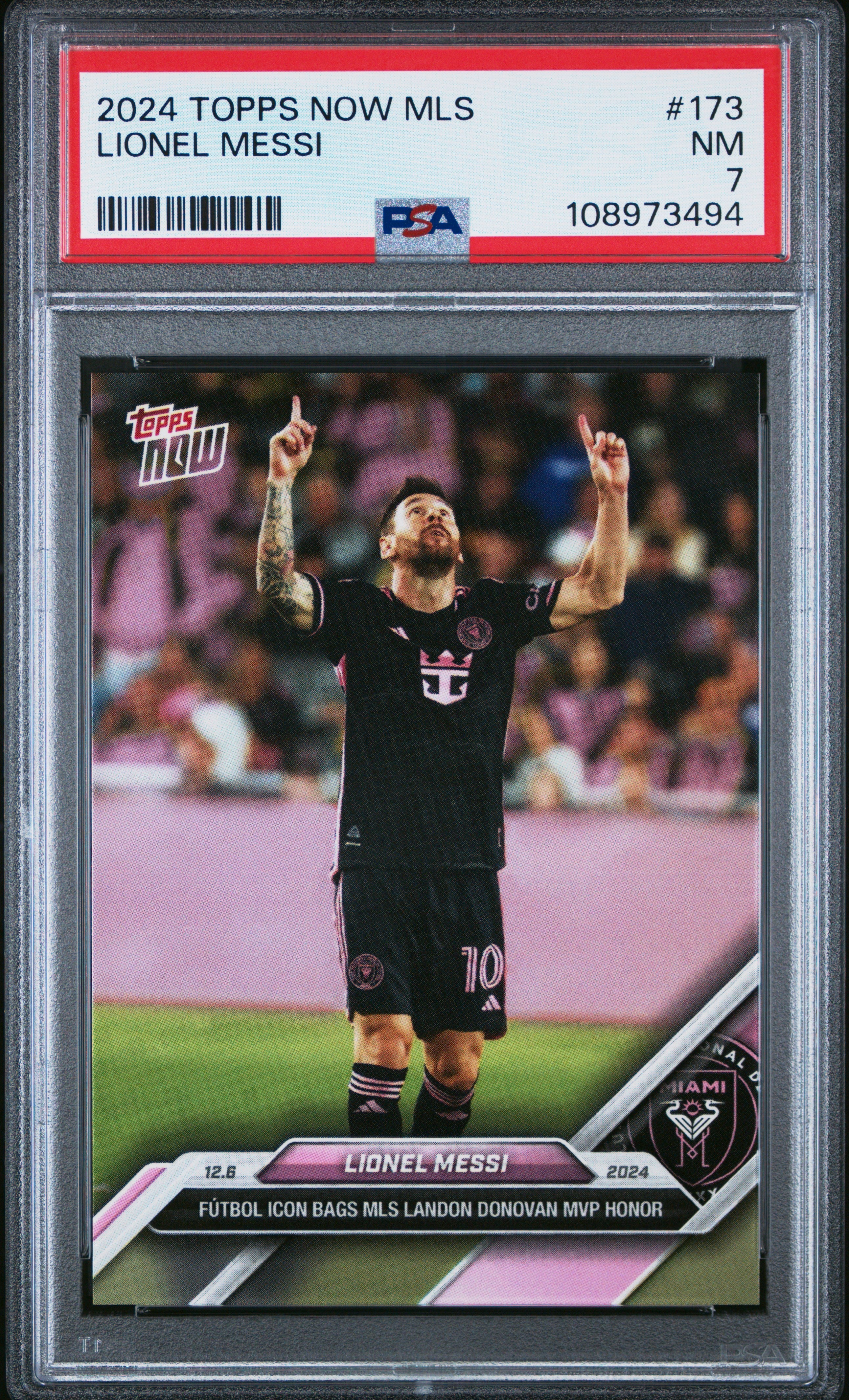 Graded 2024 Topps Now MLS Lionel Messi #173 Soccer Card PSA 7 Near Mint 1