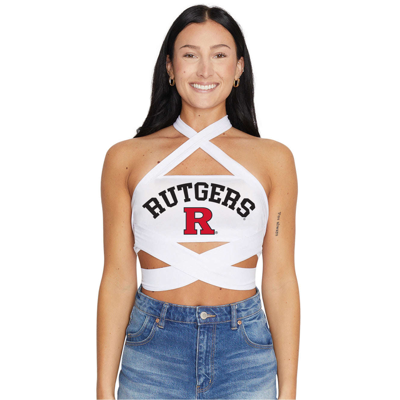 Rutgers White Multi Way Bandeau Top