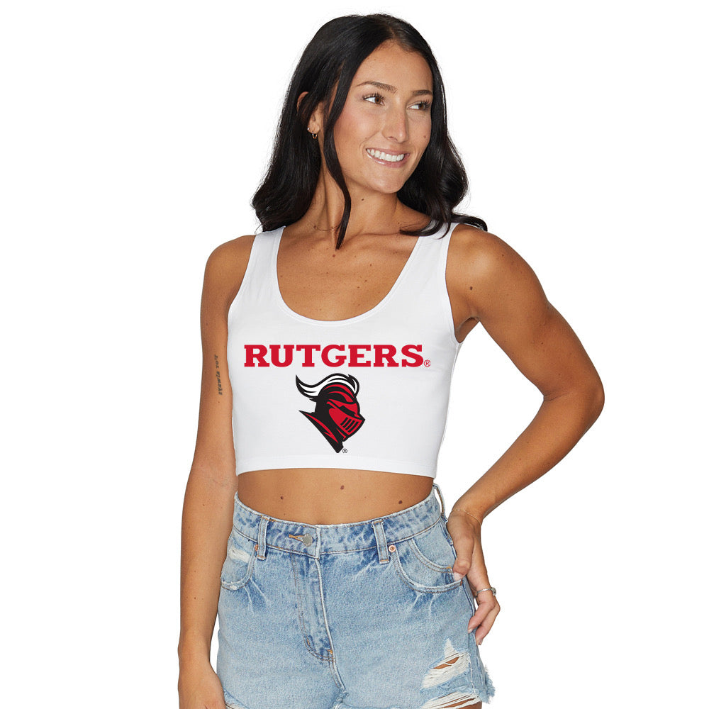Rutgers White Crop Tank Top