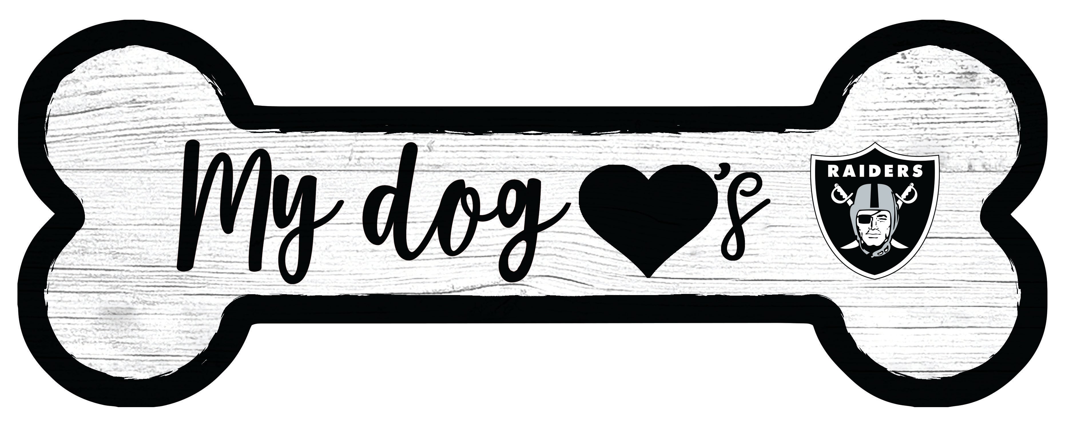 Las Vegas Raiders Football Dog Bone White Wooden Sign 1