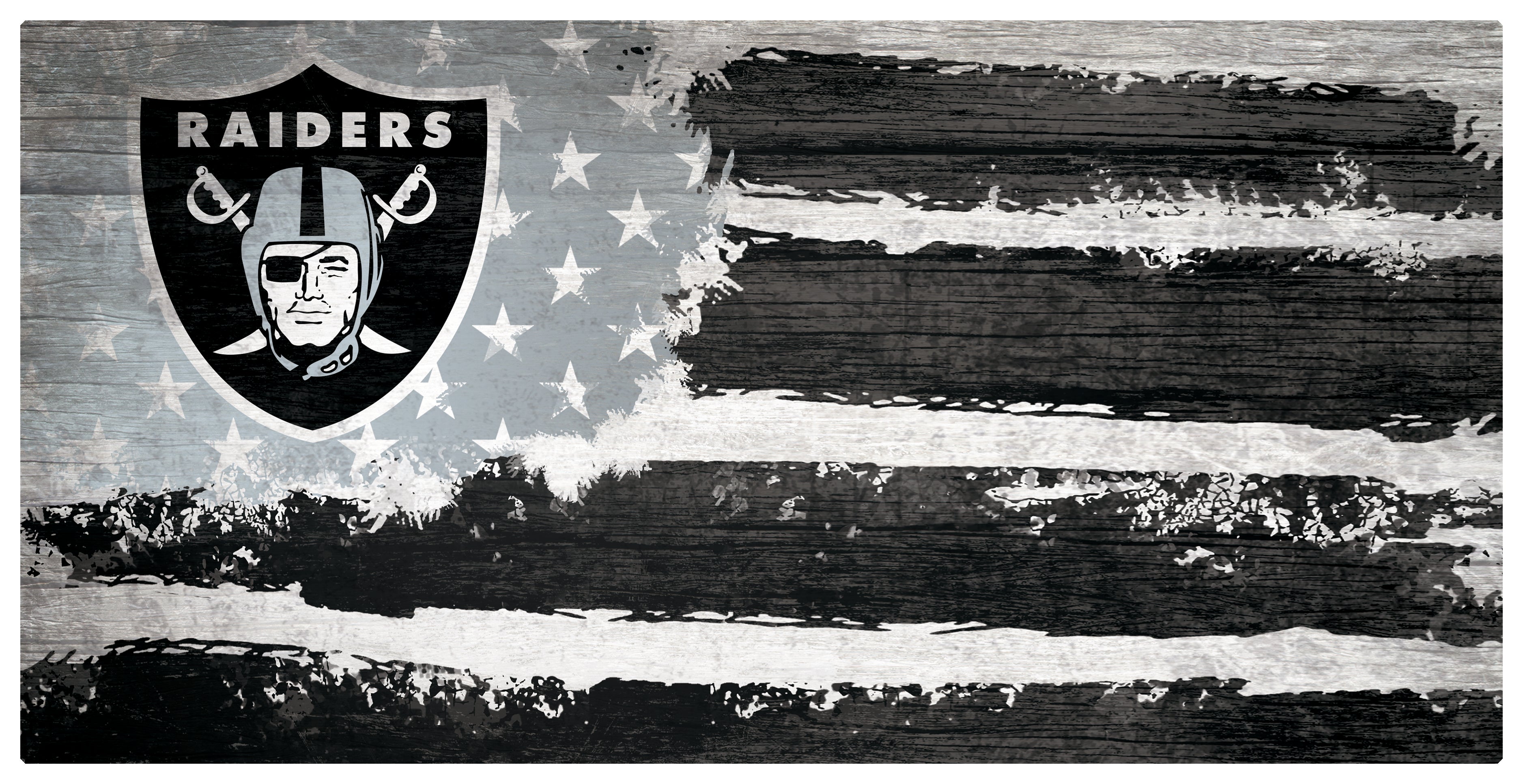Las Vegas Raiders Team Flag Wooden Sign 1