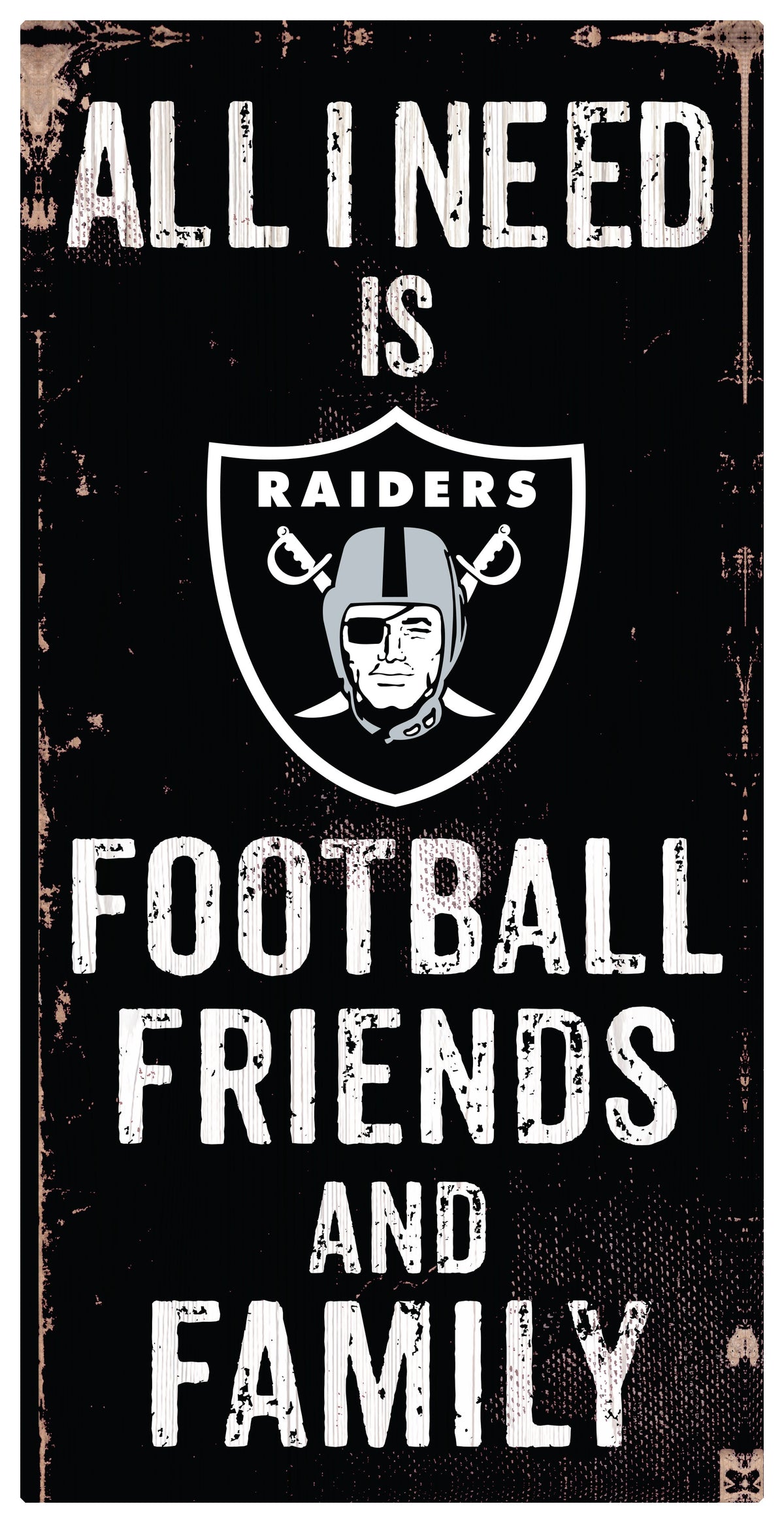 Las Vegas Raiders Football, Friends, & Family Wood Sign 1