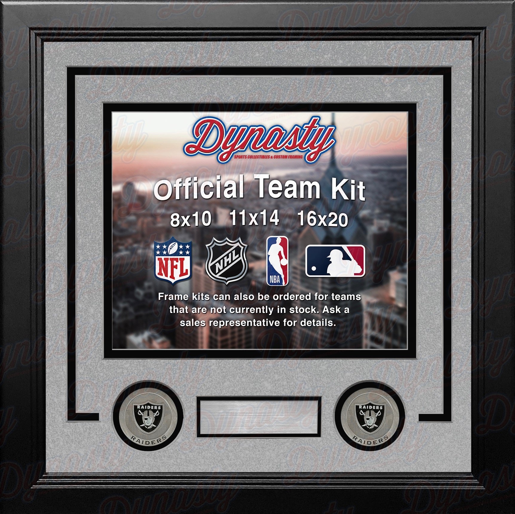 Las Vegas Raiders Silver Custom NFL Football 11x14 Picture Frame Kit 1