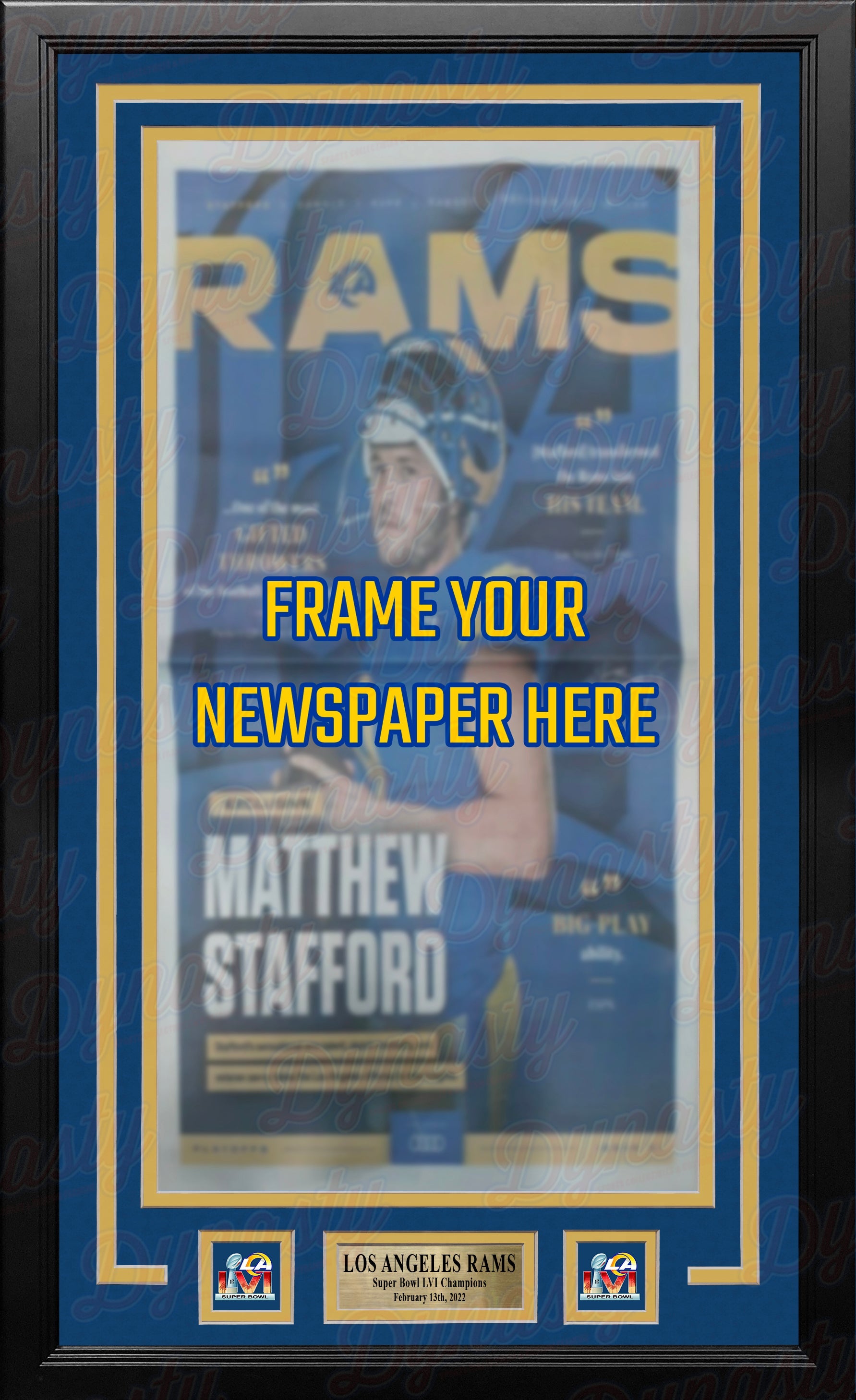 Los Angeles Rams Super Bowl LVI Championship Newspaper Frame Kit 1