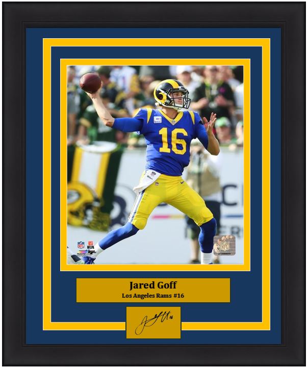 Jared Goff in Action Los Angeles Rams 8" x 10" Framed Football Photo with Engraved Autograph 1