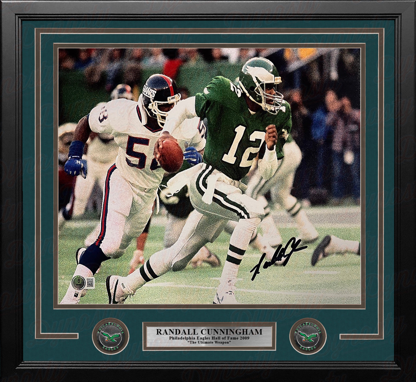 Randall Cunningham Running v. the Giants Philadelphia Eagles Autographed 16x20 Framed Football Photo 2
