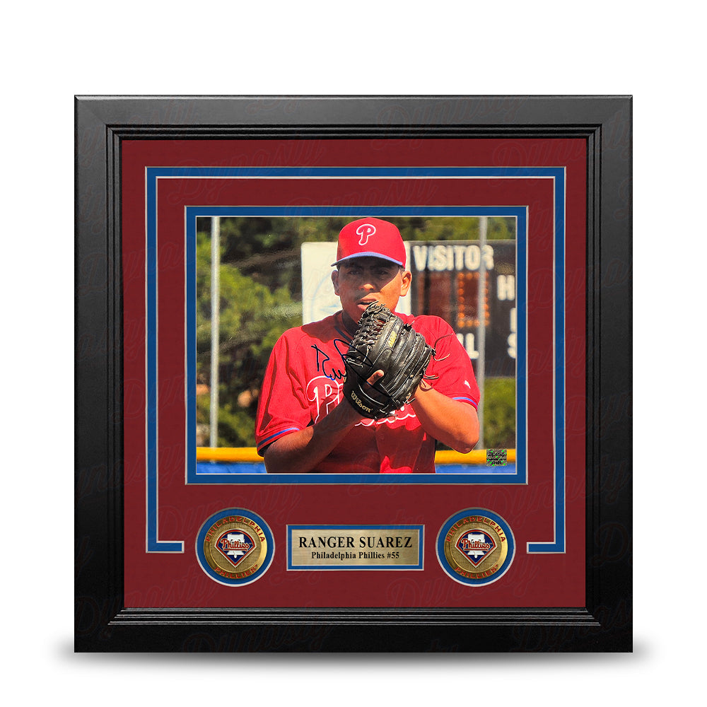 Ranger Suarez Ready to Throw Autographed Philadelphia Phillies 8" x 10" Framed Baseball Photo 1