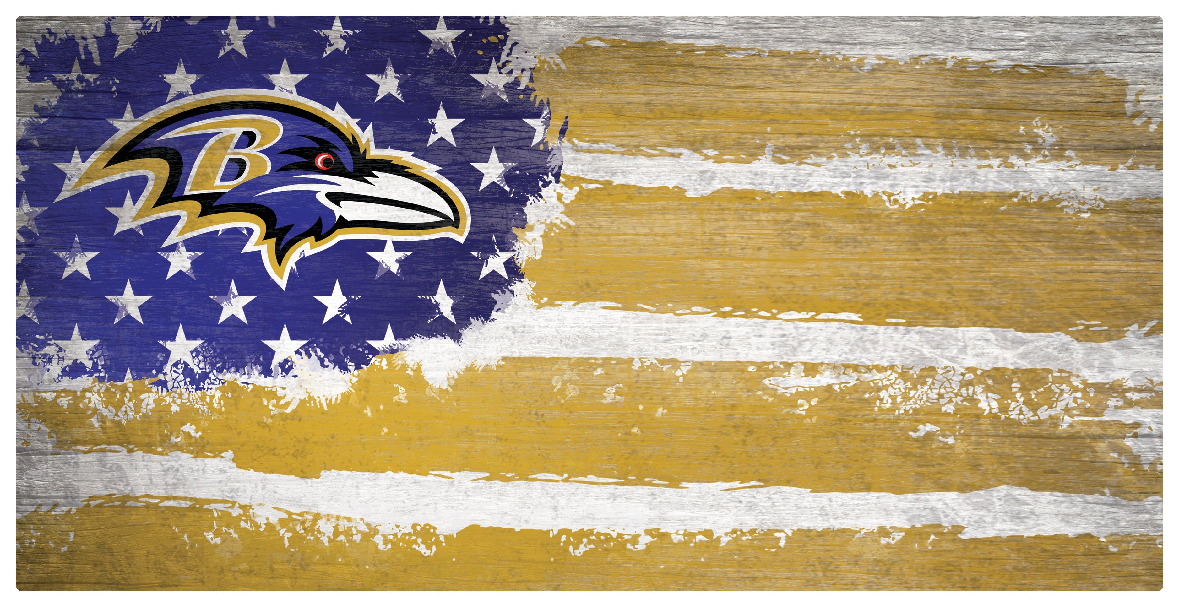 Baltimore Ravens Team Flag Wooden Sign 1