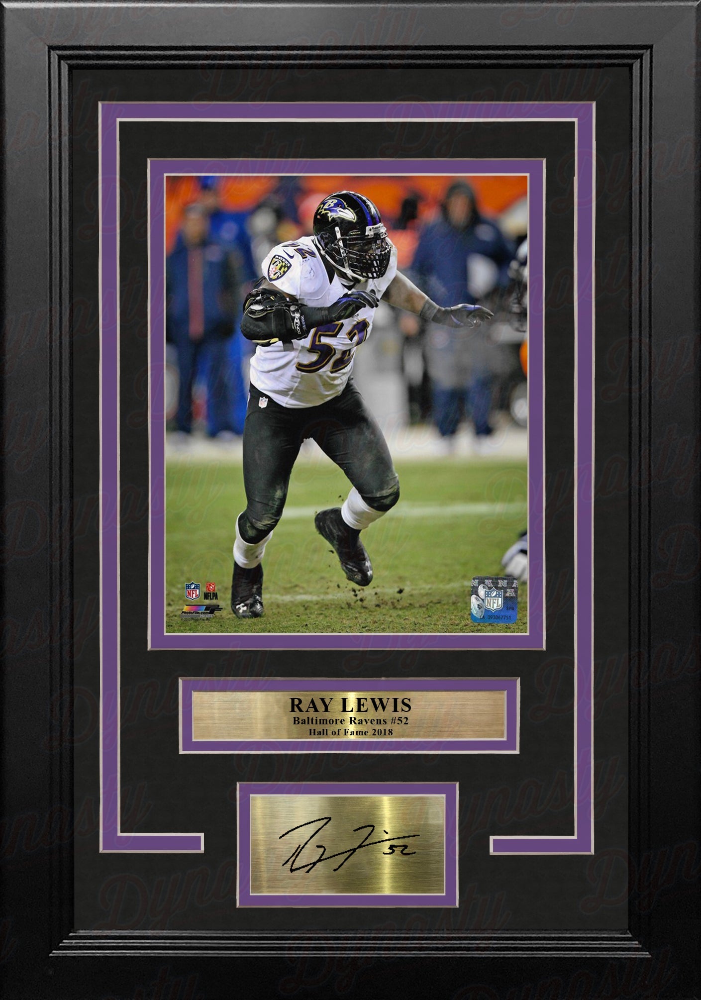 Ray Lewis in Action Baltimore Ravens 8" x 10" Framed Football Photo with Engraved Autograph 2