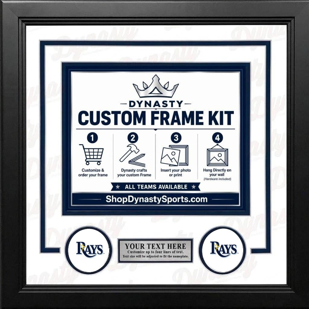 MLB Baseball Photo Picture Frame Kit - Tampa Bay Rays (White Matting, Blue Trim) 85