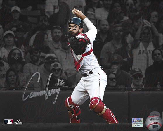 Connor Wong Throwing Action Boston Red Sox Autographed 8" x 10" Spotlight Baseball Photo 1