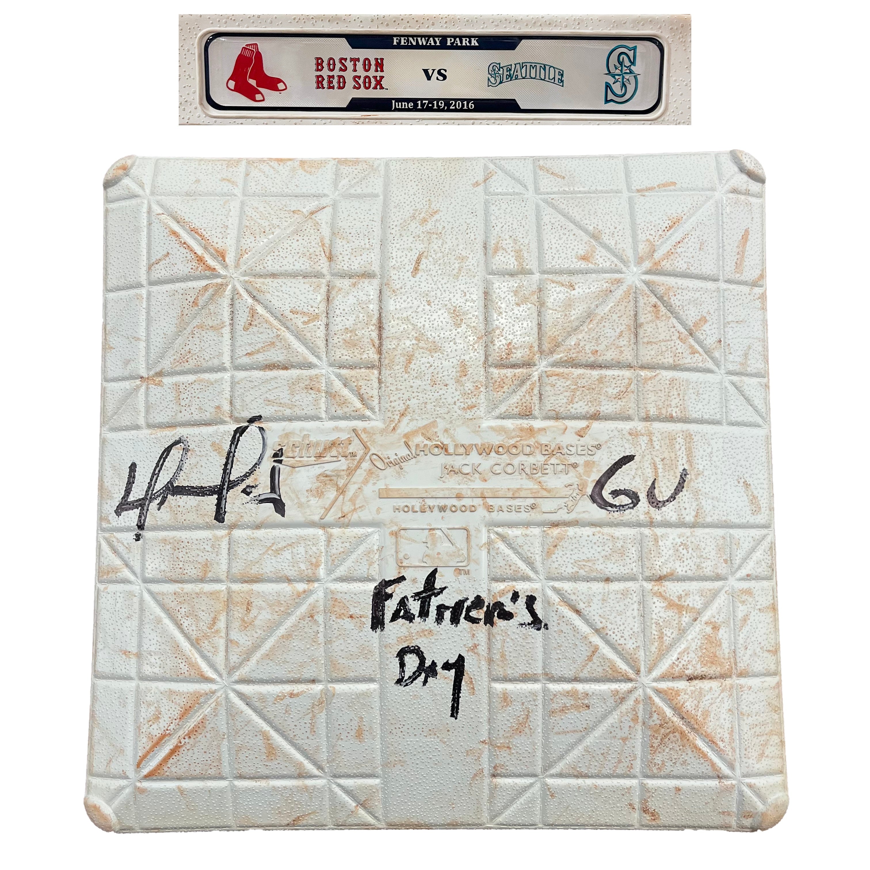 David Ortiz Boston Red Sox Autographed Baseball Game-Used Base 1