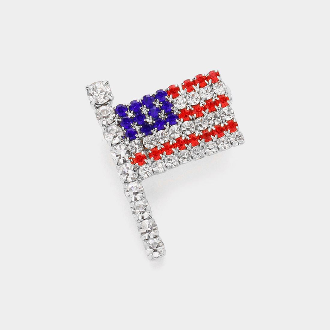 Rhinestone Paved American USA Flag Pin Brooch 3
