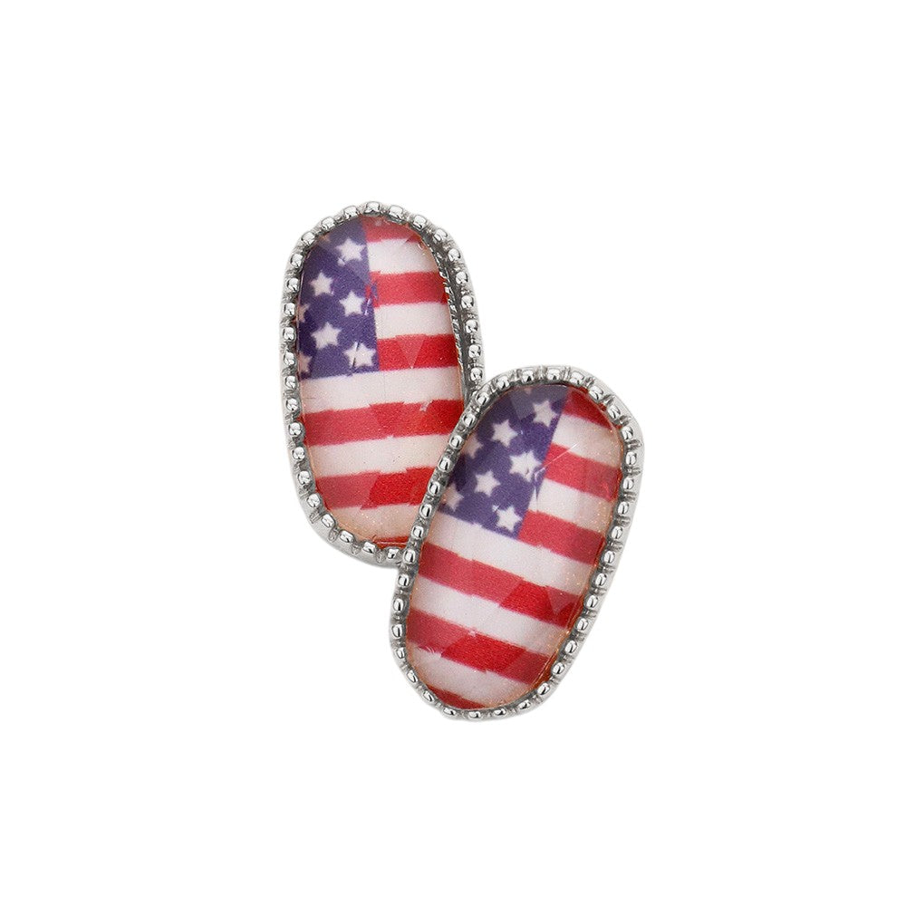 American USA Flag Hexagon Stud Earrings 3