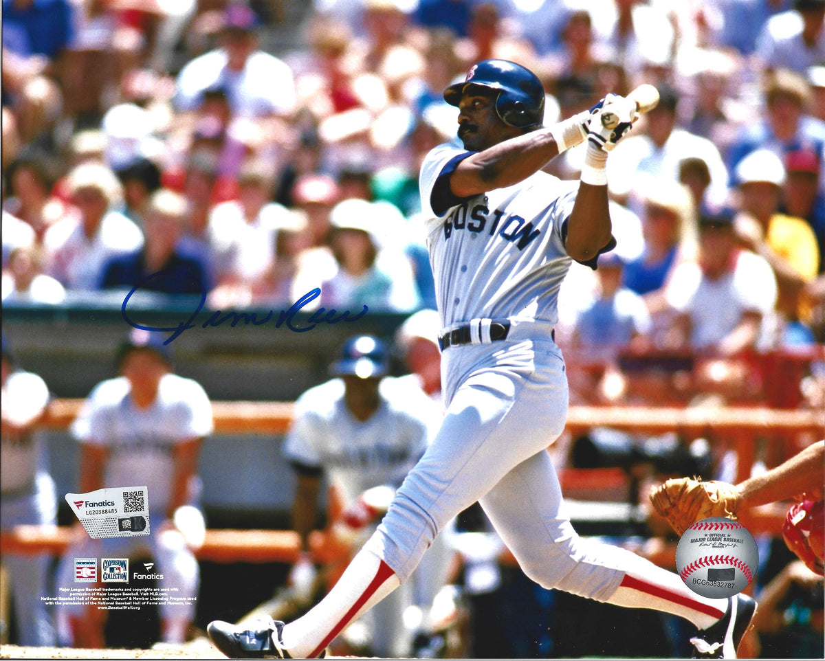 Jim Rice Swinging Action Boston Red Sox Autographed 8" x 10" Baseball Photo 1